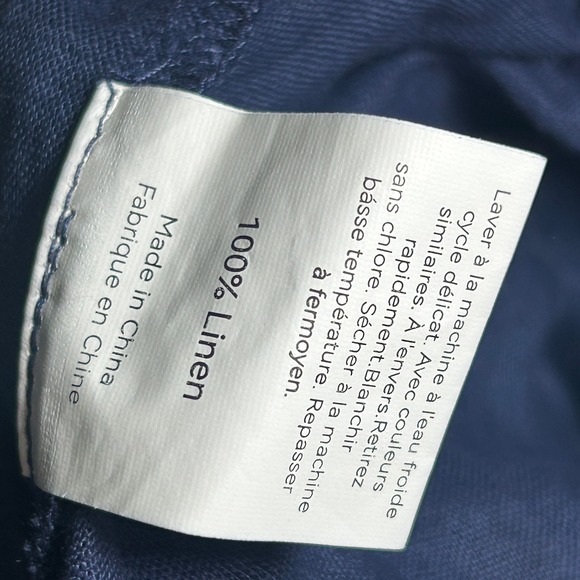 Lintico Navy Blue Selah 100% Linen Classic Pants Elastic Drawstring Wide Leg XL - Picture 7 of 7